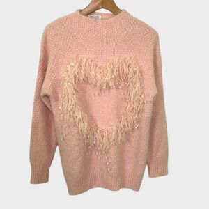 Molly Bracken Fuzzy Heart Knit Sweater
